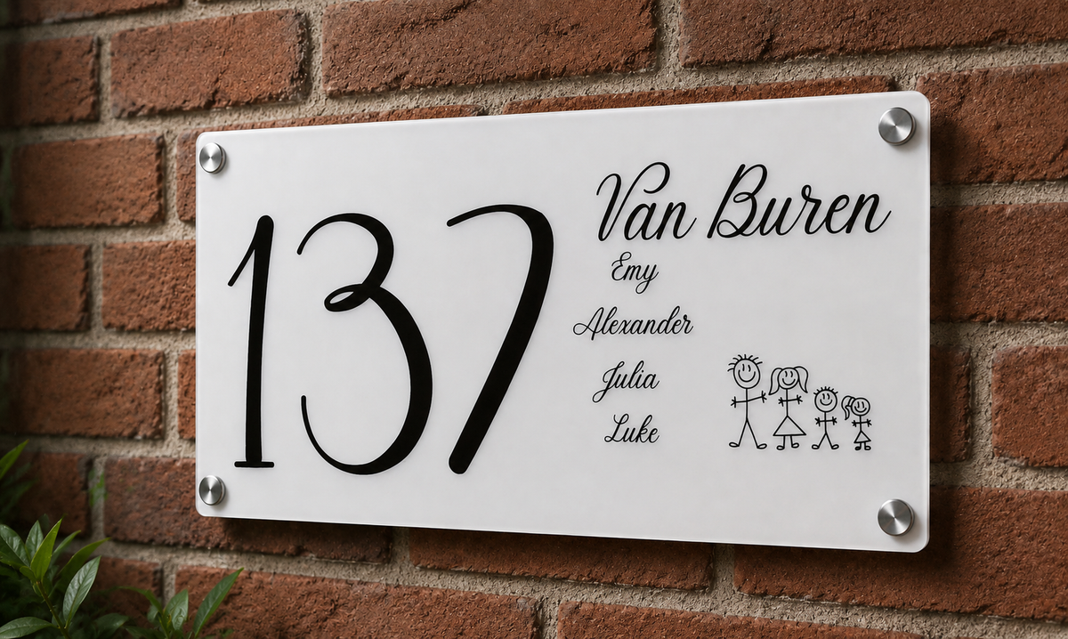 Gepersonaliseerd Huisnummerbord van Acryl – UV Geprint