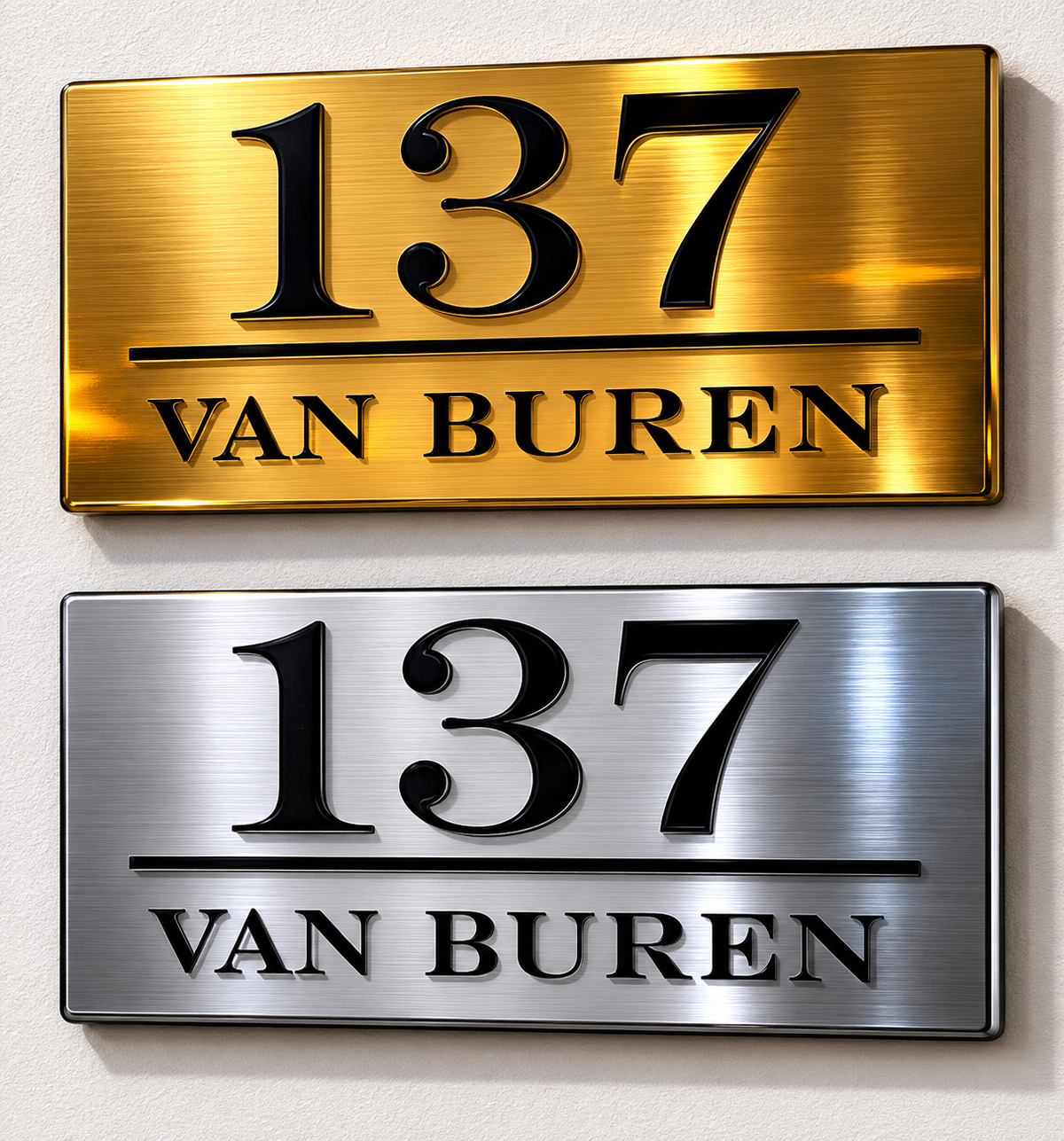Gepersonaliseerd ABS Huisnummer Bord – Goud of Zilver Afwerking