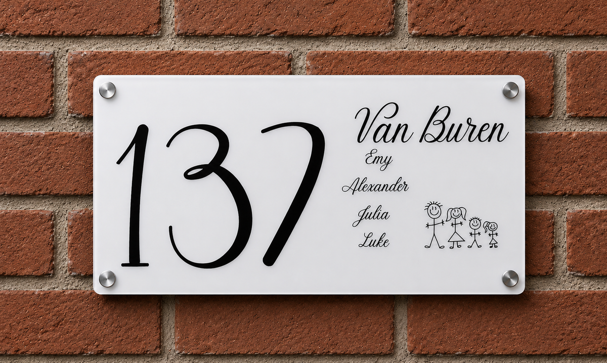 Gepersonaliseerd Huisnummerbord van Acryl – UV Geprint