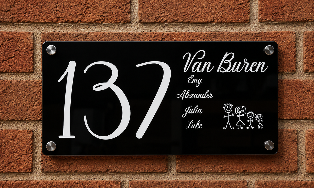 Gepersonaliseerd Huisnummerbord van Acryl – UV Geprint