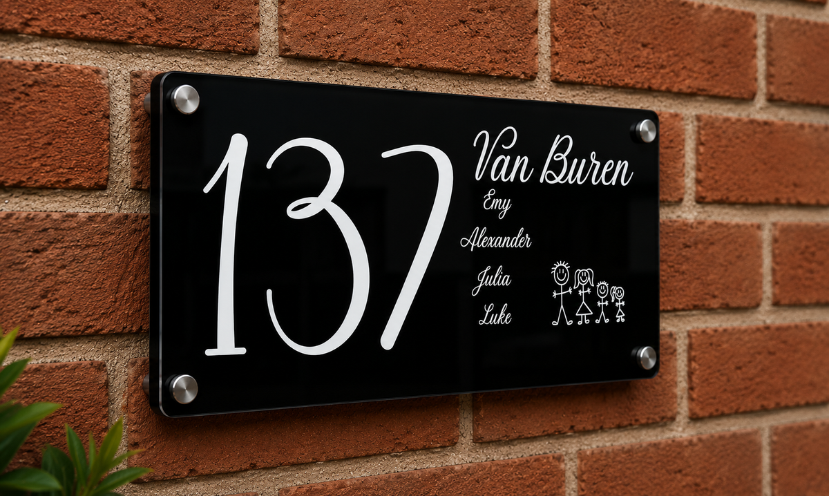 Gepersonaliseerd Huisnummerbord van Acryl – UV Geprint