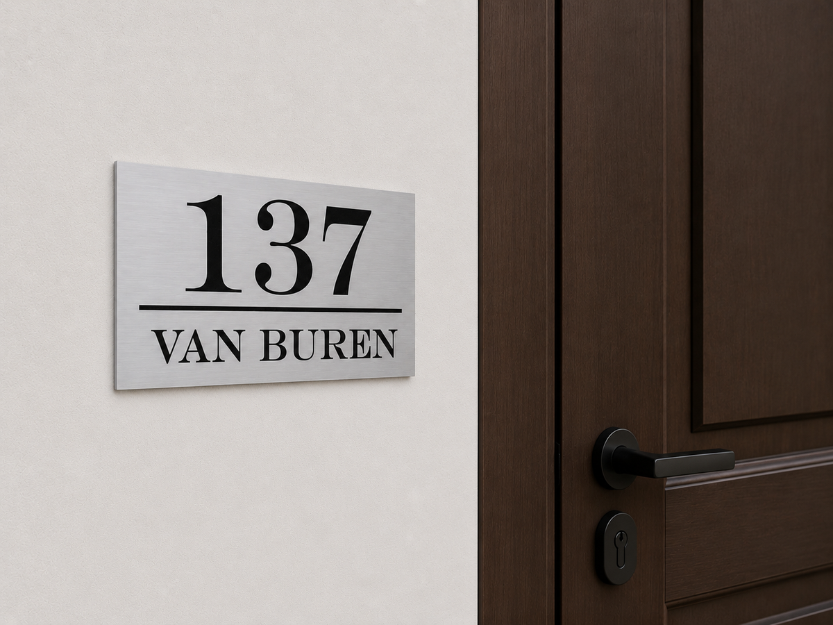 Gepersonaliseerd ABS Huisnummer Bord – Goud of Zilver Afwerking