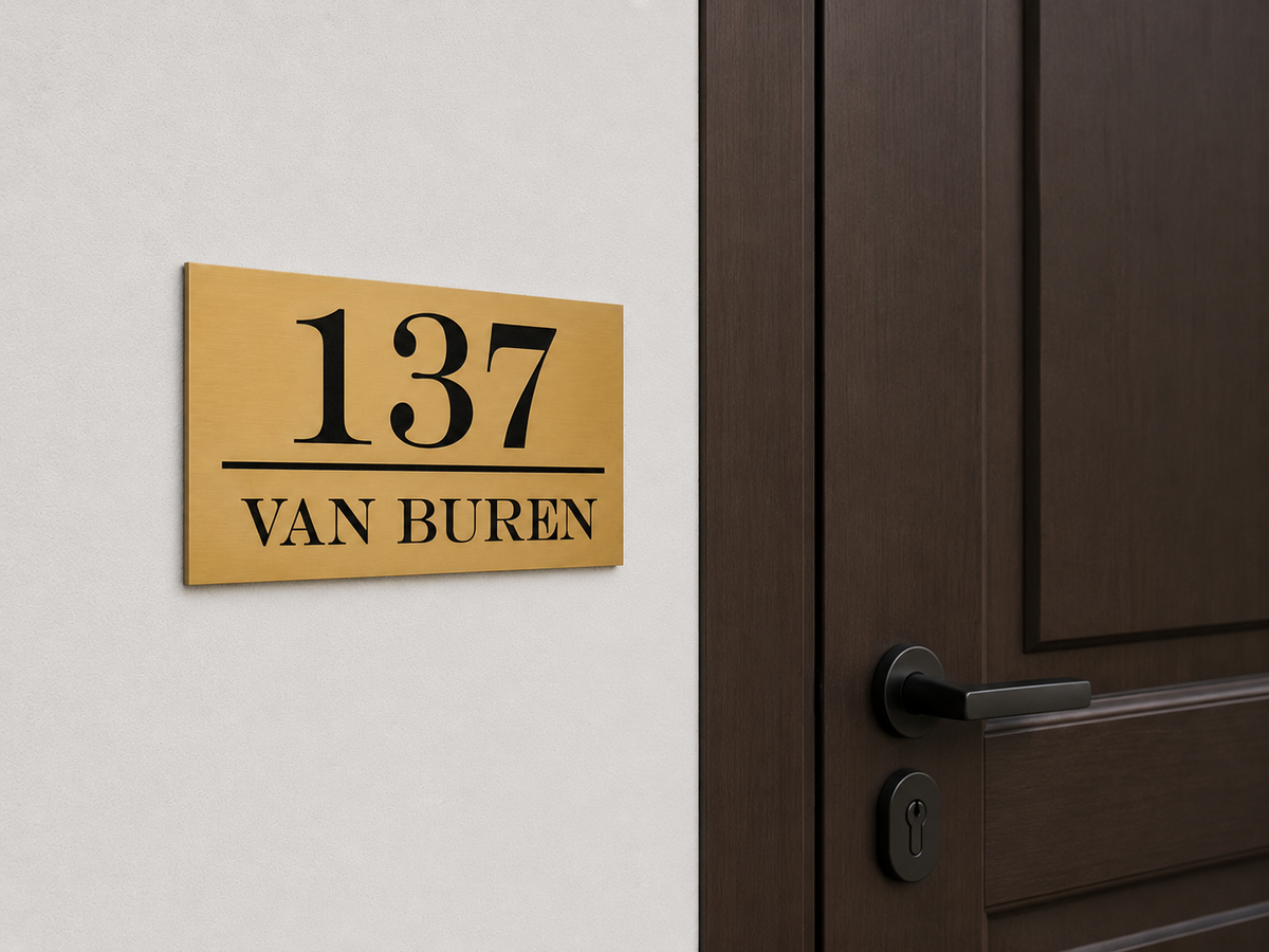 Gepersonaliseerd ABS Huisnummer Bord – Goud of Zilver Afwerking