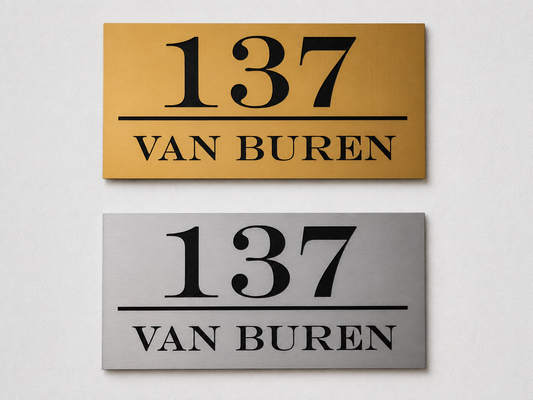 Gepersonaliseerd ABS Huisnummer Bord – Goud of Zilver Afwerking