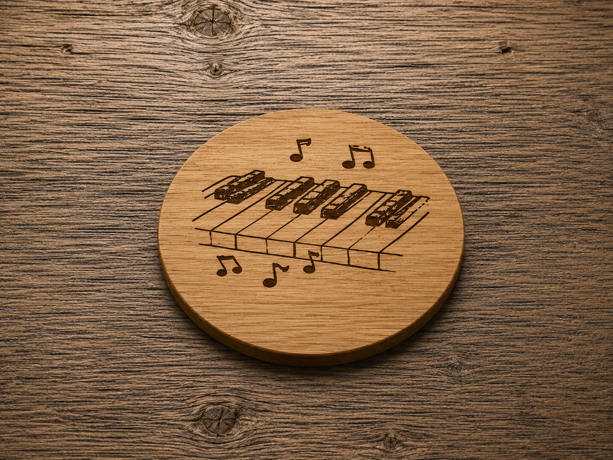 Set van 4 gegraveerde bamboe onderzetters - Muziek 1