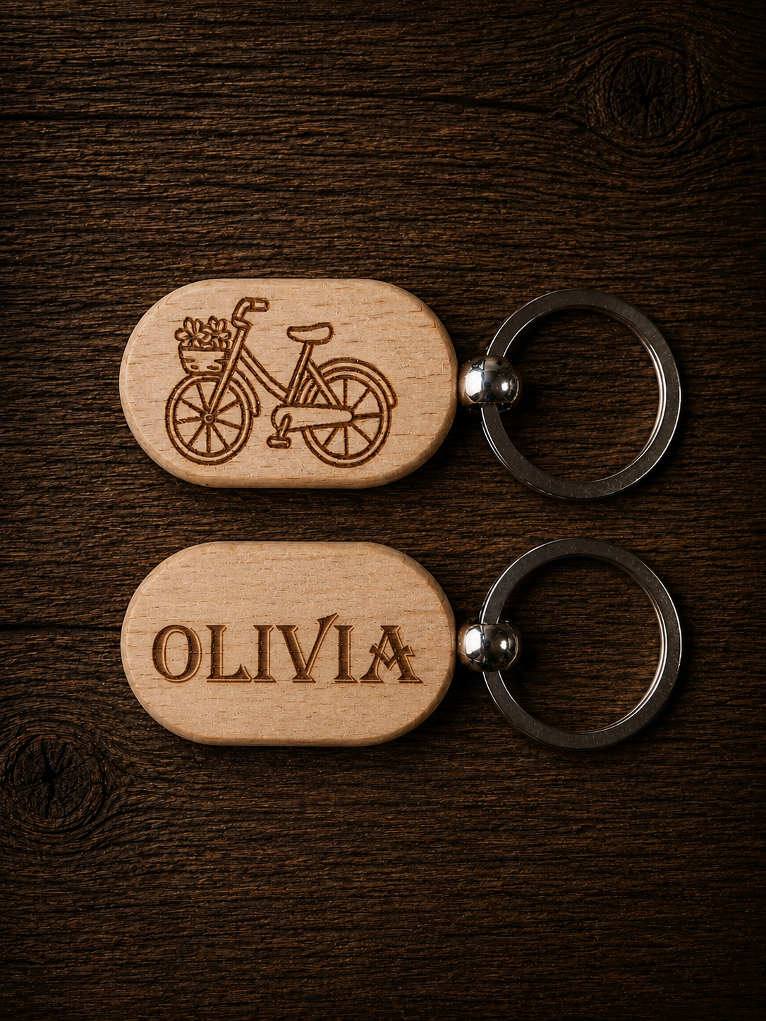 Gepersonaliseerde lasergegraveerde sleutelhanger