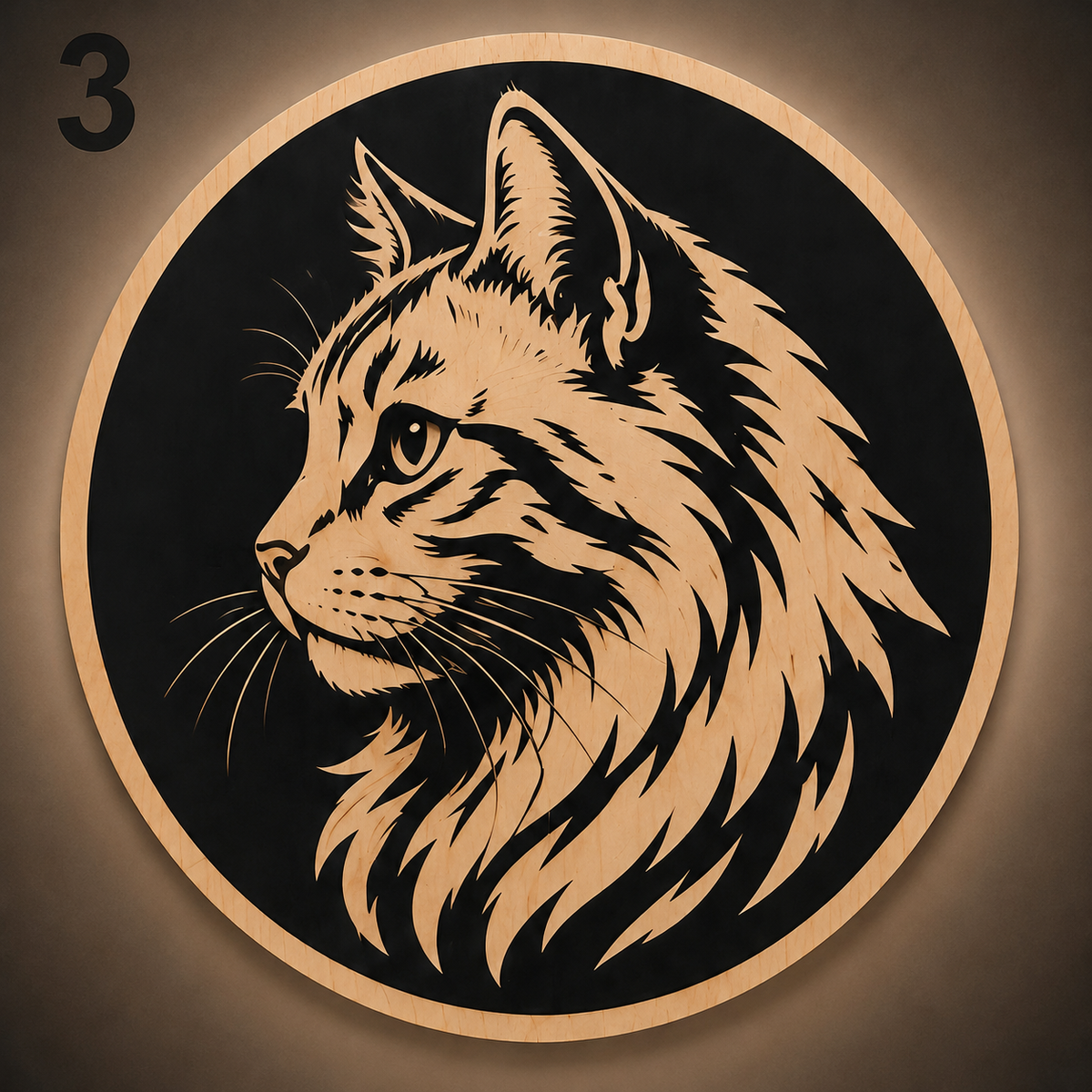 Premium 2D houten kattenwanddecoratie