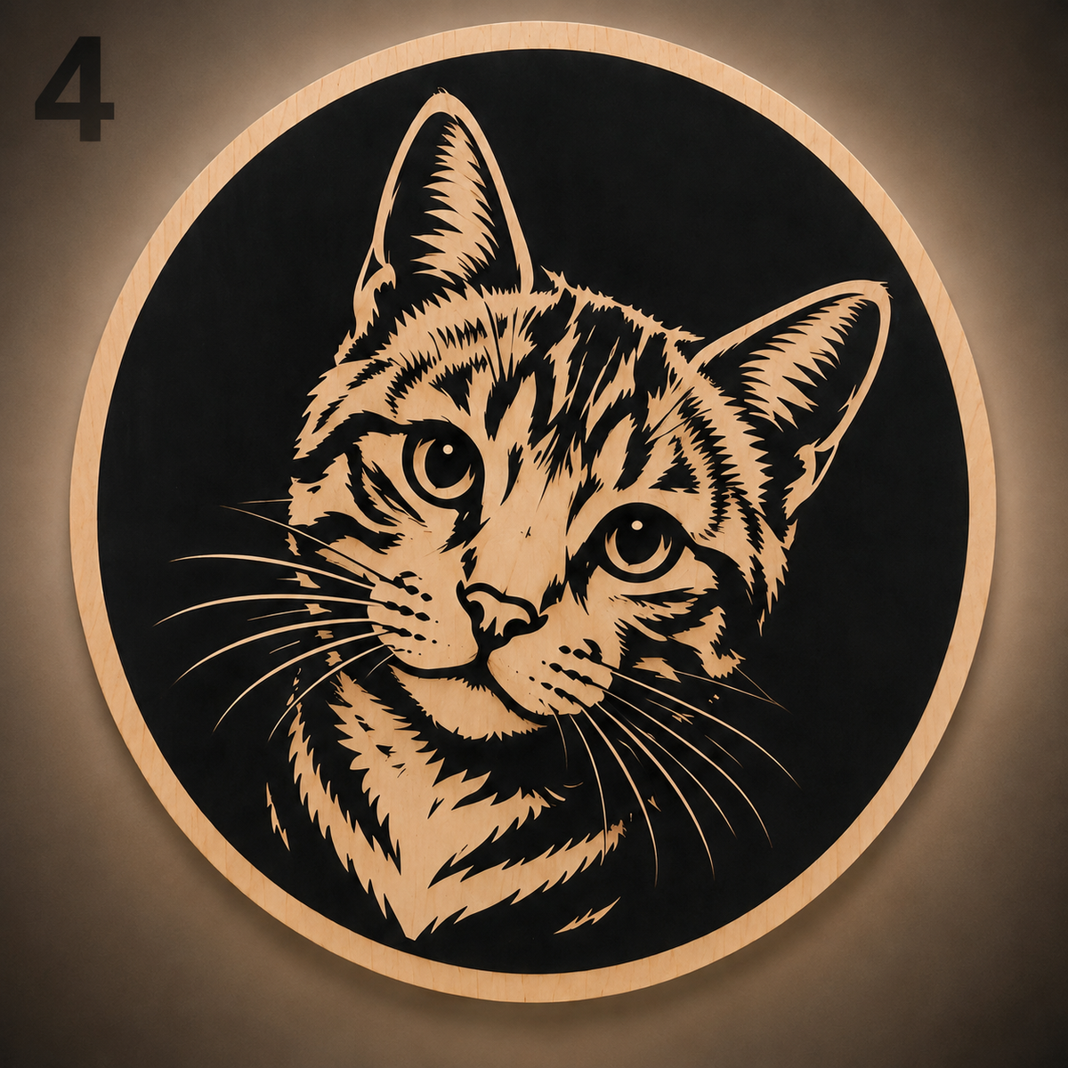 Premium 2D houten kattenwanddecoratie