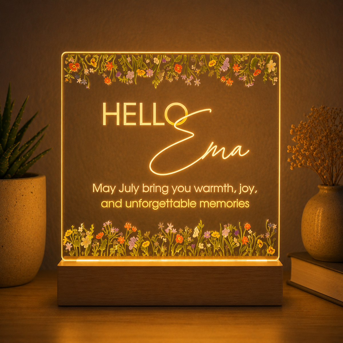 Gepersonaliseerde acryl LED-lamp voor jubilea en speciale gelegenheden – UV-geprint