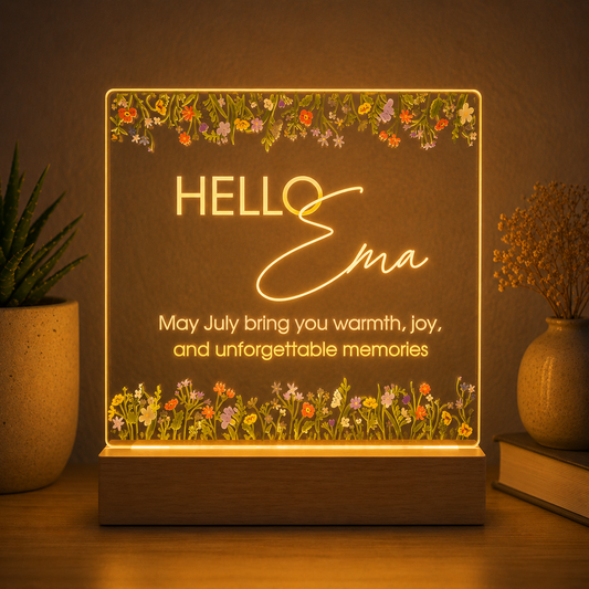 Gepersonaliseerde acryl LED-lamp voor jubilea en speciale gelegenheden – UV-geprint