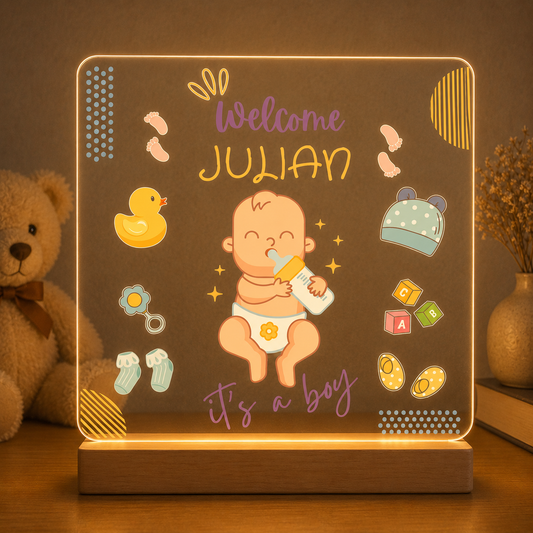 Gepersonaliseerde Acryl Geboortelamp met Naam – UV-Print