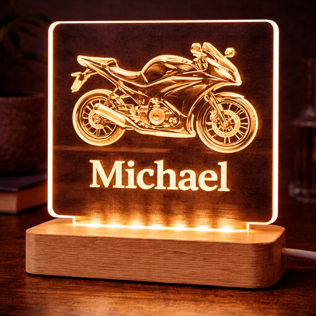Gepersonaliseerde Acryl LED-lamp met Naam of Logo – UV-print