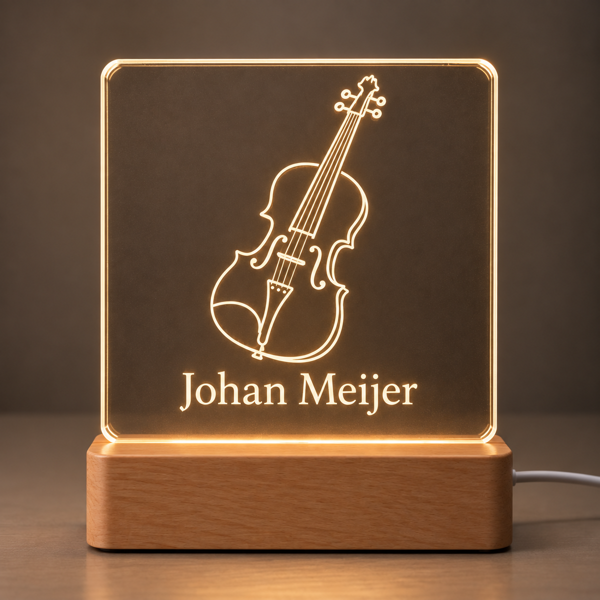 Gepersonaliseerde acryl LED-lamp met viool en naam